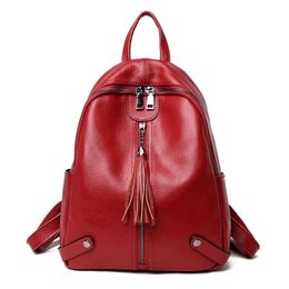 Shoulder bag women's head layer leather soft leather bag 2018 new stylish versatile Korean travel backpack3138
