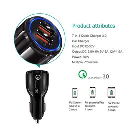 Car Charger Car Socket Power Auto Cigarette Lighter Socket Adapter QC 3.0 Fast Charging Dual USB Car Electronics Accessories