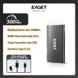 Sürücüler EAGET M1 Harici SSD 256G512G Sınırlı Süre İndirimi! USB 3.2 Gen 2 Taşınabilir SSD Tip C SSD Dizüstü bilgisayarlar için harici sabit sürücü