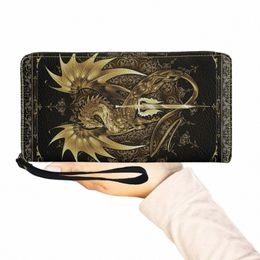 golden Drag Design Women Wallet Luxury Brand Leather Slim Ladies Purse Multifuncti Purses Card Holder for Teen Girls Storage z3WO#