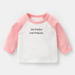 SUNDAY FUNDAY Design Newborn Baby T-shirts Not Perfect Just Forgiven Christian Printing Raglan Colour Long Sleeve Tee Tops