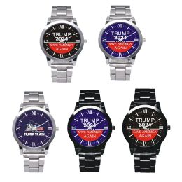 Trump 2024 Wrist Watches Trumps Strap Watch Retro Letter Printed Men Quartz Watchess Save America Again 0410