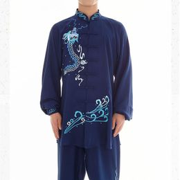 Summer/Spring Customised Embroidered Lotus Martial Arts Uniforms Taiji Suit Tai Chi Performance Clothing Kung Fu Suits Veil