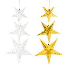 30/45/60cm Hollow Out Star Hanging Pendant Eid Mubarak Decorative Home Party Outdoor Paper Lantern Stars Lampshade Garden Decor