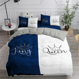 Couples Modern Duvet Cover Queen 220x240 260x240 Crown Bedding Set Black White Bed Cover For Double Bed 2 sp Adult Bedroom Set