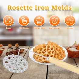Aluminum Rosette Maker Molds Bunuelos Mold With Handle Pastry Tools Achappam Cookie Maker Baking Cooking Kitchen Accessories