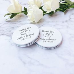 Custom White Leather Compact Makeup Mirror Personalized Wedding Guest Gift Party Favor Ladies Handbag Pocket Mirrors 40 Pieces