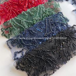 4PCS/2Pair Lace Patch Applique 3D Beaded Mirrored Flowers DIY Sewing Accessories Clothes Decorative Flowers RS2682