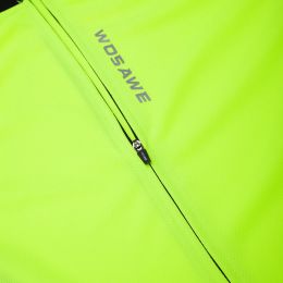 WOSAWE Breathable Mesh Fabric Cycling Jacket Full Zipper Chaqueta Back Pockets Reflective Running Fluorescent Sports Bike Jacket
