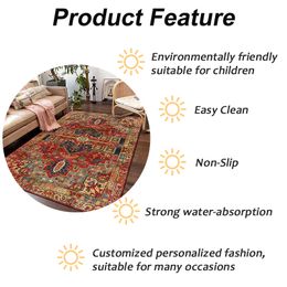 Bubble Kiss Classical Style Retro Red Flower Pattern Carpet for Bedroom Home Decor Sofa Living Room Rug Non-slip Hallway Mats