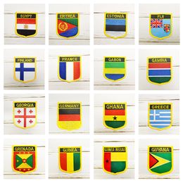 National Flag Shield Embroidery Patch Badge All Over the World 6*7cm FRANCE GERMANY FINL AND GREECE EGYPT GHANA FIJI GEORGIA