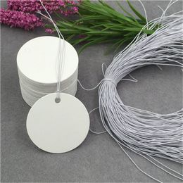 300Pcs/Lot Simple Style Blank White Round Shaped Hanging Kraft Paper Tags Label Note Price Tag For Greet Card With White Strings