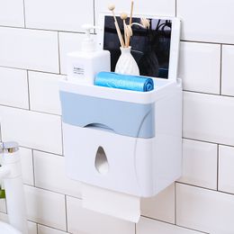 Double-layer paper towel holder, toilet paper tray, waterproof toilet paper rack, hand tray, punch-free