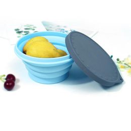 Foldable Silicone Bowls Lightweight Folding Water Cup Multiuseful Sucker Bowl Fruits Plates Outdoor Leak-Protective Lunch Boxes