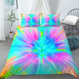 3D Tie Dye King Queen Duvet Cover Colorful Splash Ink Style Bedding Set for Kids Teens Adults Modern Art Polyester Quilt Cover