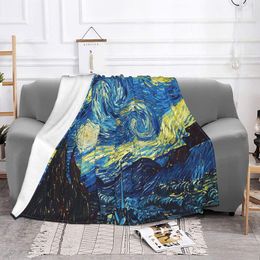 Van Gogh Art Throw Blanket Starry Night Flannel Fleece Blanket Super Soft Warm for Bedding Couch Sofa Plush Blanket for Gift