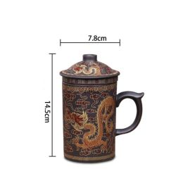 Handmade Yixing Dragon/Beauty Purple Clay Tea Mug with Lid and Tea Infuser Tea Cup Office Water Cup Gift Mug Drinkware