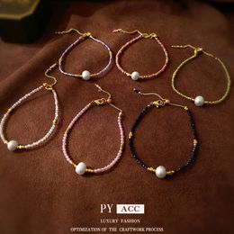 Danshui Pearl Crystal Beaded South Korea Light Sweet Temperament Bracelet Fashionable, Simple, and High Grade Handicraft for Women