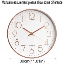 12 Inches Round Mute Digital Scale Wall Clock 3D Living Room Bedroom Walls Clocks Home Rooms Decor Hanging Punch VTMEB1205255j