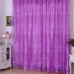 Curtain Decorative Double-layer Printed Tulle Drape Soft Flower Sheer For Balcony