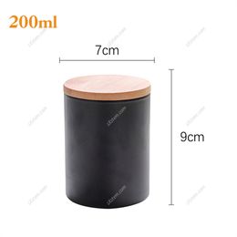 4PCS Transparent Glass Candle Cup with Wood Lid Matte black Wax Container Candlestick Home Decor Aromatherapy Making DIY Jars