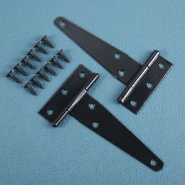 2Pcs T Shape Heavy Duty Gate Hinge with Screws 2/3/4/5/6/8/10/12 Inch T-Strap Shed Hinge Furniture Wooden Door Barn Gates Hinges