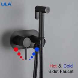 ULA Brass Bidet Faucet Portable Sprayer Toilet Bidet faucet Hot Cold Water Mixer Bathroom Shattaf Toilet Gun Set Hygienic Shower