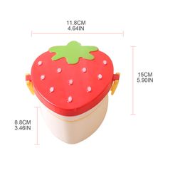 500ml Strawberry Shape Lunch Box,2 Layer Food Fruit Storage Bento Boxs Red Pink Microwave Tableware Kid Cute School Bowl