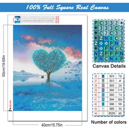 Huacan 5d DIY Diamond Embroidery Cross Stitch Heart Tree Diamond Painting Full Drill Square Mosaic Landscape Beaded Pictures