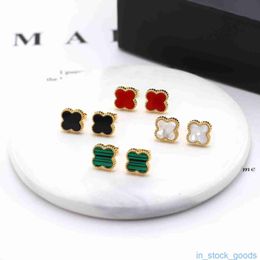 Seiko Edition Top Brand Vancefe Earrings Female Fashion Jewellery Stainless Steel Colour Clover Earrings Designer Brand Logo Engrave Earring