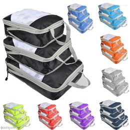 Storage Bags 3pcs/set Compressible Packing Cube Foldable Waterproof Travel Bag Suitcase Nylon Portable With Handbag Luggage Organizer