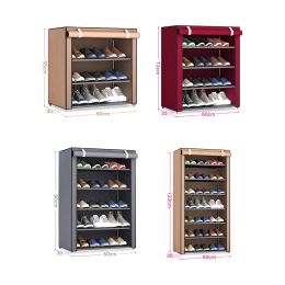 Multilayer Nonwoven Fabric Detachable Shoe Rack Dustproof Shoe Cabinet Home Standing Holder Shoes Organiser Space-Saving Stand