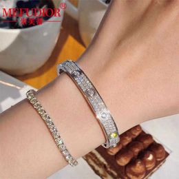 Designer charm S925 sterling silver full diamond Carter bracelet casually paired with high luxury temperament wide edition for womens accessories