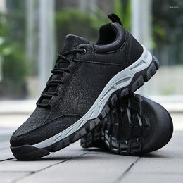 Fitness Shoes Men's Sneakers Leather Hiking For Men 2024 Fashion Work Casual Outdoor Non-slip Climbing Trekking Sports