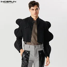 Men's Suits Party Shows Style Tops INCERUN Handsome Men Fashion Solid Petal Design Suit Jackets Male Personality Short Sleeved Blazers S-5XL