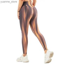 Yoga Outfits Tie-Dye Aurora Seamless Pants Peach Hip Seamless Women Fitness Leggings High-Waist Breathable Tight Yoga Sports Pants Y240410