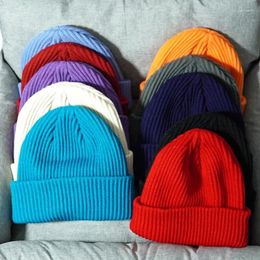 Berets Solid Colour Knitted Beanies For Women Men Winter Autumn Outdoor Keep WarmThick Skullies Hats Female Wool Gorras Hip Hop Dad Cap