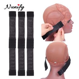 Nunify Adjustable Elastic Band For Wigs With Anti Slip Belt Black Adjustable Sraps With Hook Elastic Wig Band For Wigs 1-3Pcs