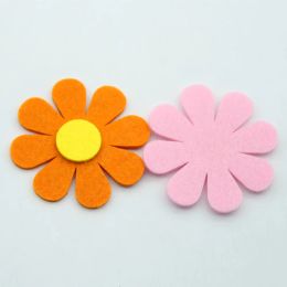 5pc Colourful Flower Cutting Felt DIY Home Child Room Kindergarten Stickers Decor Wall Puzzle Game Sewing Appliques Fabric Crafts