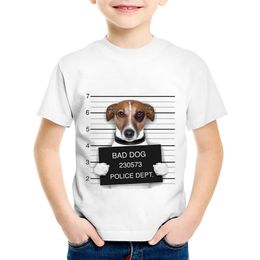 Dog Police Printed graphic t shirts animal Funny Children clothes BAD Dog Pug Bulldog Summer Tees girls kids t shirt for boys