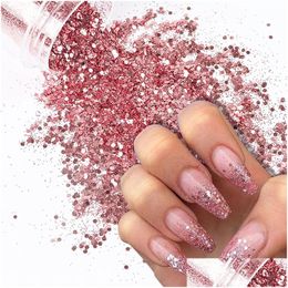 Body Glitter New 10Ml Bottled Laser Powder Rose Gold Light Purple Nail Sequins Jewellery Material Drop Delivery Health Beauty Makeup Otqsr