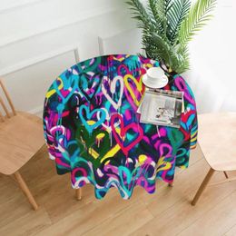 Table Cloth HEARTS STREET Tablecloth 60in Diameter 152cm Soft Protecting Indoor/Outdoor