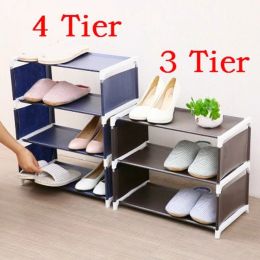 2023 3/4 Tier Shoe Rack Wide Shoe Storage Organiser Sturdy Shoe Stand Non-Woven Fabric Free Standing Boots Racks for Entryway