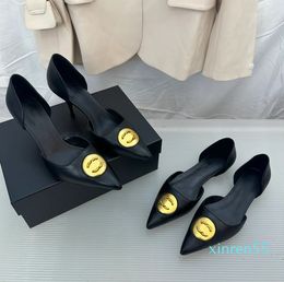 2024 High Heeled Leather Sexy Pointy Wedding evening Shoe With Box