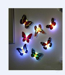 Colourful light Butterfly Wall Stickers Easy Installation Night light LED Lamp Home living Kid Room Fridge Bedroom Decor freig8721872