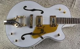 Factory Custom THE WHITE FALCON 6120 Semi Hollow Body Jazz Korean Tuners Electric Guitar With Tremolo5898488