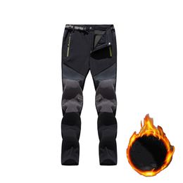 NUONEKO New Men's Winter Hiking Pants Men Warm Fleece Softshell Waterproof Windproof Trousers Outdoor Trekking Skiing Pants PM44