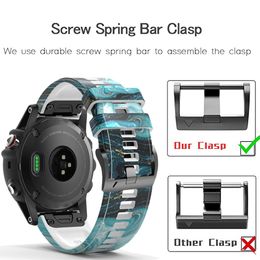 Smart Watchband Straps For Garmin Fenix 7 7X 6 6X Pro 5X 5 3HR Forerunner 955 945 Quick Release Strap Printed Silicone Bracelet