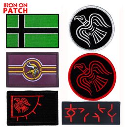 Vinland Viking Flag patch with embroidery chapter Tactical Military Patches Hook & Loop backpack backing PATCH