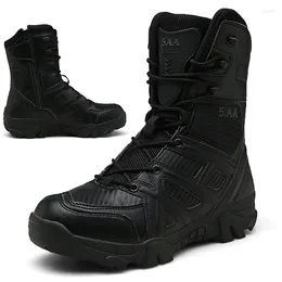 Fitness Shoes Military Boots Men Tactical Army With Side Zipper 2024 High Top Anti-Slip Work Safety